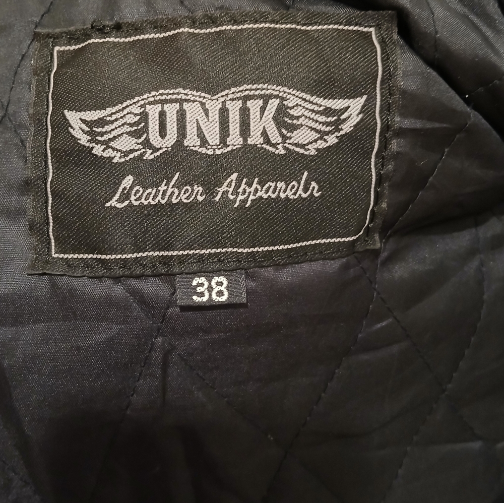 Unik Black‎ Leather Motorcycle Style Jacket - Picture 12 of 13